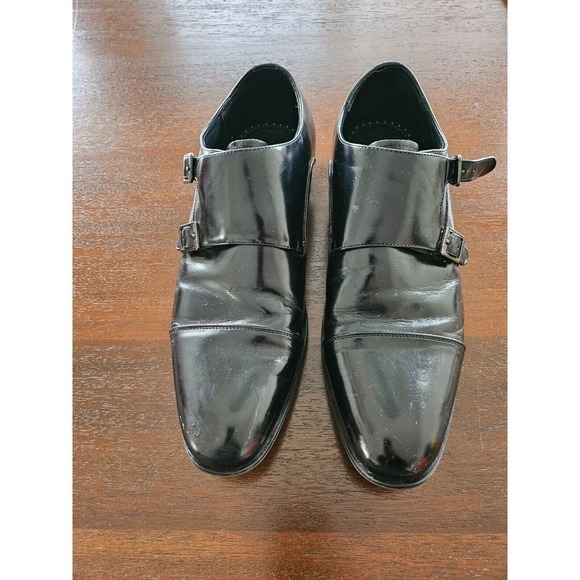Stacy Adams Bayne Double Monk Men's Black Dress Shoes 9 1/2 Leather & Manmade‎ - Picture 1 of 11